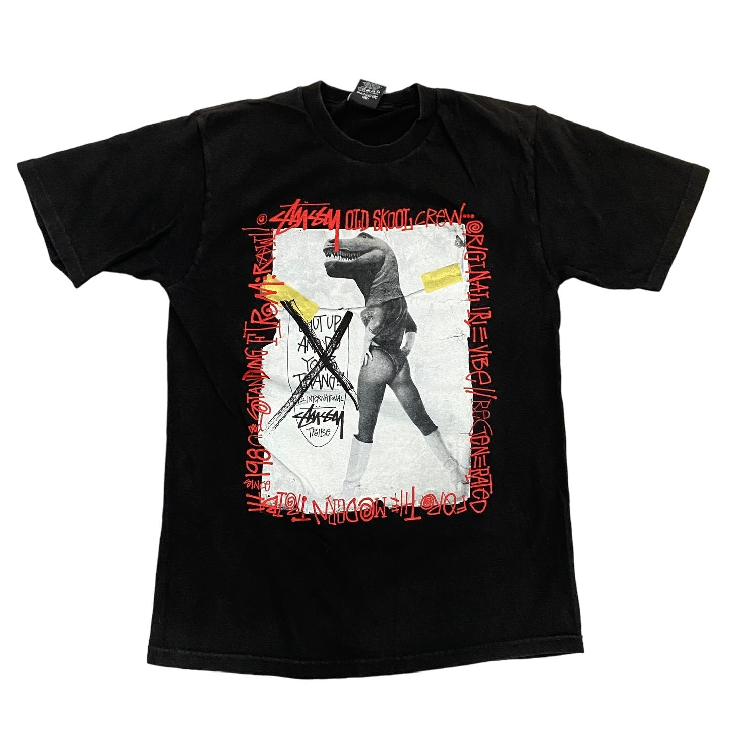 Stussy Old School Crew Dinosaur Shirt Streetwear Men's S